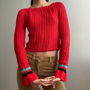 Bateau Neckline Long Sleeve Crop Top❤️